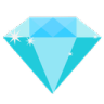 Diamond gemstone with light blue facets and white sparkle highlights.
