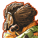 Person wearing a gas mask and tactical gear with a gritty, hand-drawn art style.