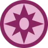 A purple eight-pointed star icon centered inside a circular border.