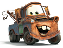 Mater the tow truck smiling widely with his buck teeth showing.