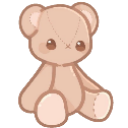 A small, light brown teddy bear with stitched details and a gentle expression sitting upright.