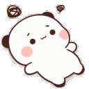 A cute white panda character lying on its back with a small swirl doodle above its head representing boredom.