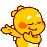 A cute yellow winged creature smiling and gesturing with its arms to welcome someone.
