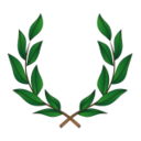 Laurel wreath made of green leaves and brown stems.