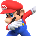 A cartoon plumber in a red hat and blue overalls performing a dabbing pose.