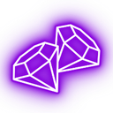 Two glowing white line-art diamonds centered on a solid purple background.
