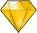 Diamond gemstone colored in bright yellow and gold with a faceted design.