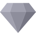 Diamond gemstone with a brilliant cut and gray facets.