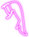 A glowing neon pink outline of a leg in a kicking motion.