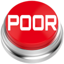 A 3D red button with the word POOR written in bold white letters.