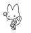 A simple line-art cat character dancing and shaking its hips.