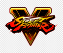A stylized logo featuring the text Street Fighter in red over a large gold Roman numeral V.