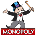 A cartoon man with a white mustache wearing a black suit and blue top hat, holding a cane and smiling.