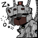 A mechanical bear with a tired expression and closed eyes, featuring Zzz text to indicate sleep.