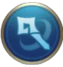 A blue circular icon containing a white stylized staff symbol.