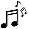 Musical note symbol in white against a black background.