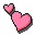 Two small pink pixelated hearts floating against a black background.