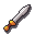 Dagger with a silver blade and gold hilt rendered in pixel art style.