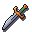 Dagger with a silver blade, gold hilt, and green handle rendered in pixel art style.