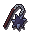 A pixelated flail with a spiked purple ball and a dark handle.