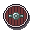 A round wooden shield with a metallic center boss in a retro pixel art style.