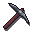 A pixelated pickaxe with a brown handle and gray metal head.