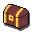 A brown pixel art treasure chest with gold trim and a gold lock.