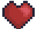 Heart symbol rendered in a red pixel art style with a dark outline.