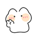 A small white blob character with pink cheeks giving a thumbs up gesture.