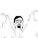 A person with a wide-eyed, shocked expression throwing their hands up in the air.