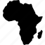 Africa continent silhouette in black against a dark gray background.