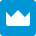 A white crown icon centered on a solid blue square background.