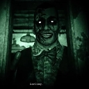 A man with glowing white eyes and a wide, unsettling grin shown in a dark, grainy night-vision filter.