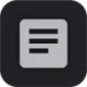 Document icon with three horizontal lines on a dark rounded square background.