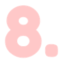 Number eight in pink font with a period next to it.
