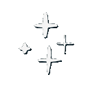 Four white star icons arranged in a row, each with varying sizes and sparkle effects.