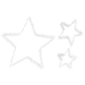 Three white pixelated stars of varying sizes glowing against a black background.