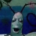 Plankton from SpongeBob with a distorted, tired face and an open mouth as if yawning.
