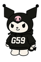 Kuromi wearing a black hoodie with G59 printed on the front.