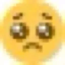 a combination of the plead and frowning emojis
