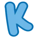 Letter K in a rounded, bold blue font.