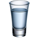 A clear shot glass filled with a blue liquid.