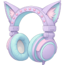 Pastel purple and blue headphones featuring cat ears on the headband.