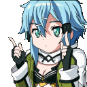 Sinon from Sword Art Online pointing her fingers and gesturing in a repeating animation.