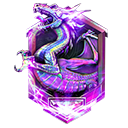 A stylized purple dragon coiled within a glowing shield emblem.