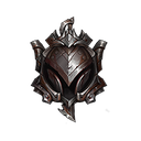 Iron rank helmet icon with a metallic, weathered texture.