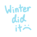 The word Winter written in a light blue pixelated font against a black background.