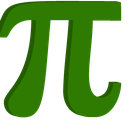 Pi symbol displayed in a bright green 3D font style.