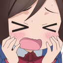 Anime girl with eyes shut tight and mouth open in an expression of intense embarrassment or frustration.