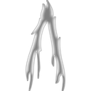 Liquid substance dripping down in an inverted V shape.